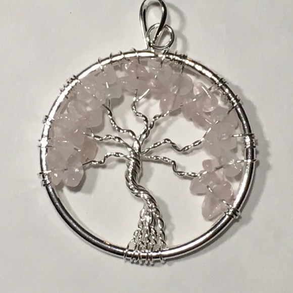 Rose Quartz Tree of Life Pendant - Picture 2 of 8